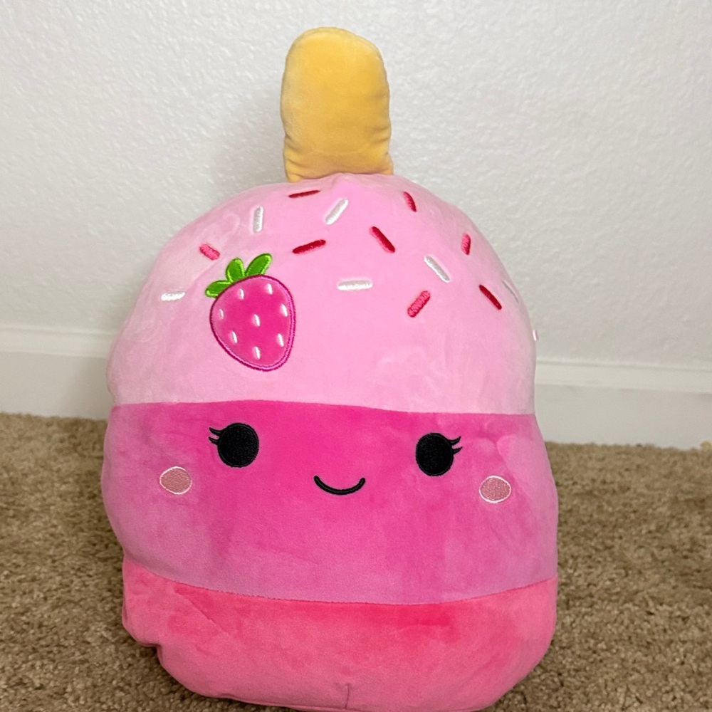 Squishmallows Pink Strawberry Cake pop Plush